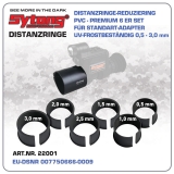 PVC-Hülsenadapter-Reduzierringe-Distanzringe  6er Set PREMIUM  für  Okular Ø 40,3,0-48,0 mm geeignet   Art.Nr. 22001